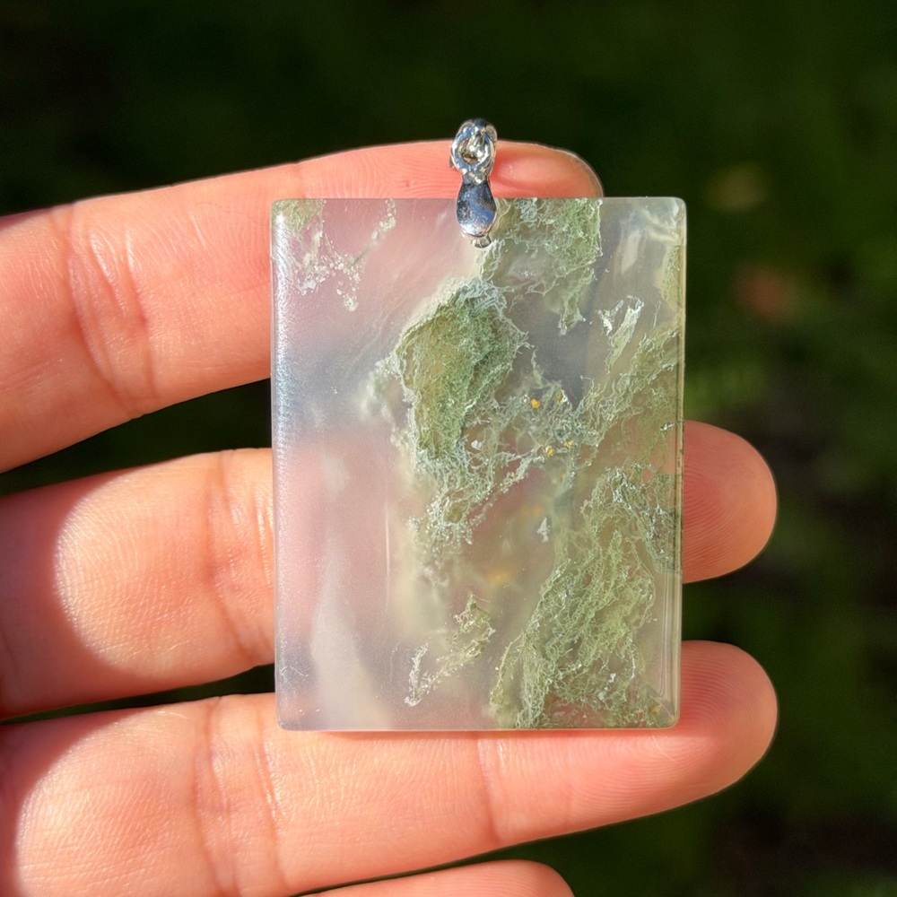 Sterling Silver 925 Stamped Rectangular Transluce… - image 1